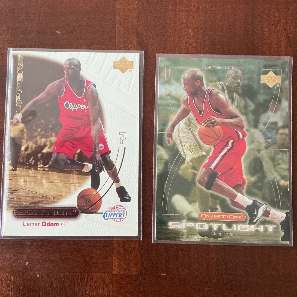 2 Upper Deck Ovation Lamar Odom. 1 being Spotlight LA Clippers Basketball Card